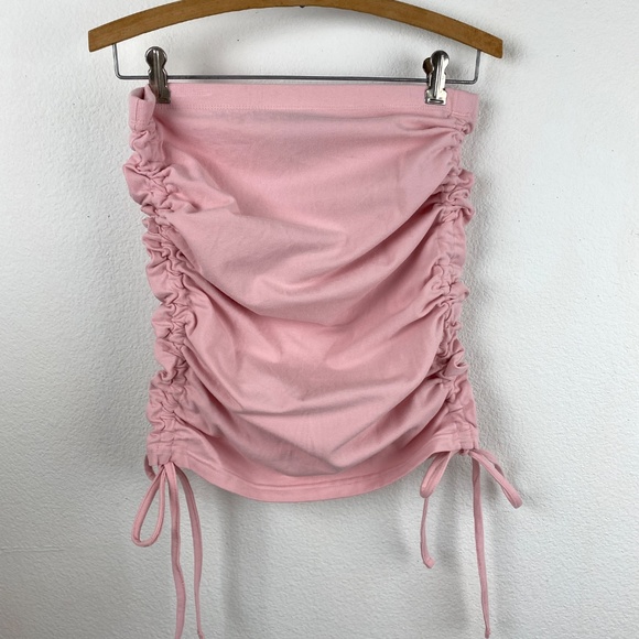 Forever 21 Pink Mini Knit Skirt Large Adjustable Gathered Sides Clubbing - Picture 12 of 15